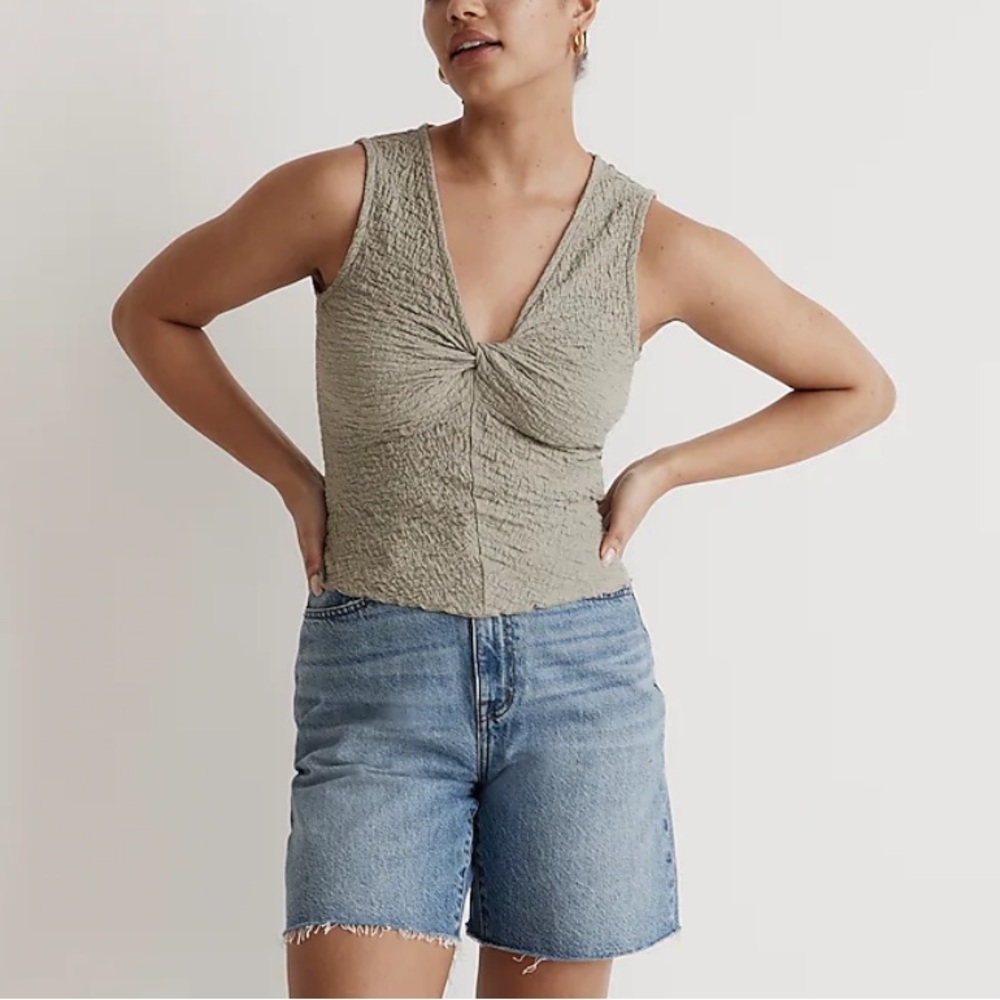 Madewell popcorn knit twist front sleeveless top